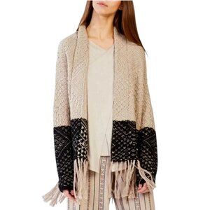 BCBGMAXAZRIA Eliana Knit Jacquard Fringe Cardigan Oversized Colorblock REVOLVE